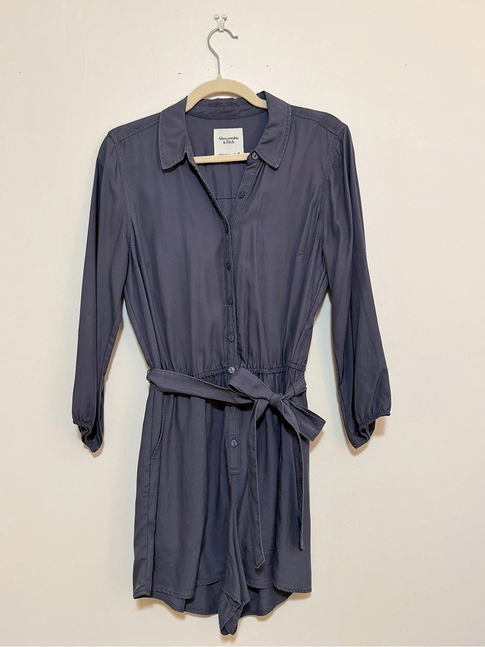 Abercrombie & Fitch Slate Blue Long Sleeve Utility Romper